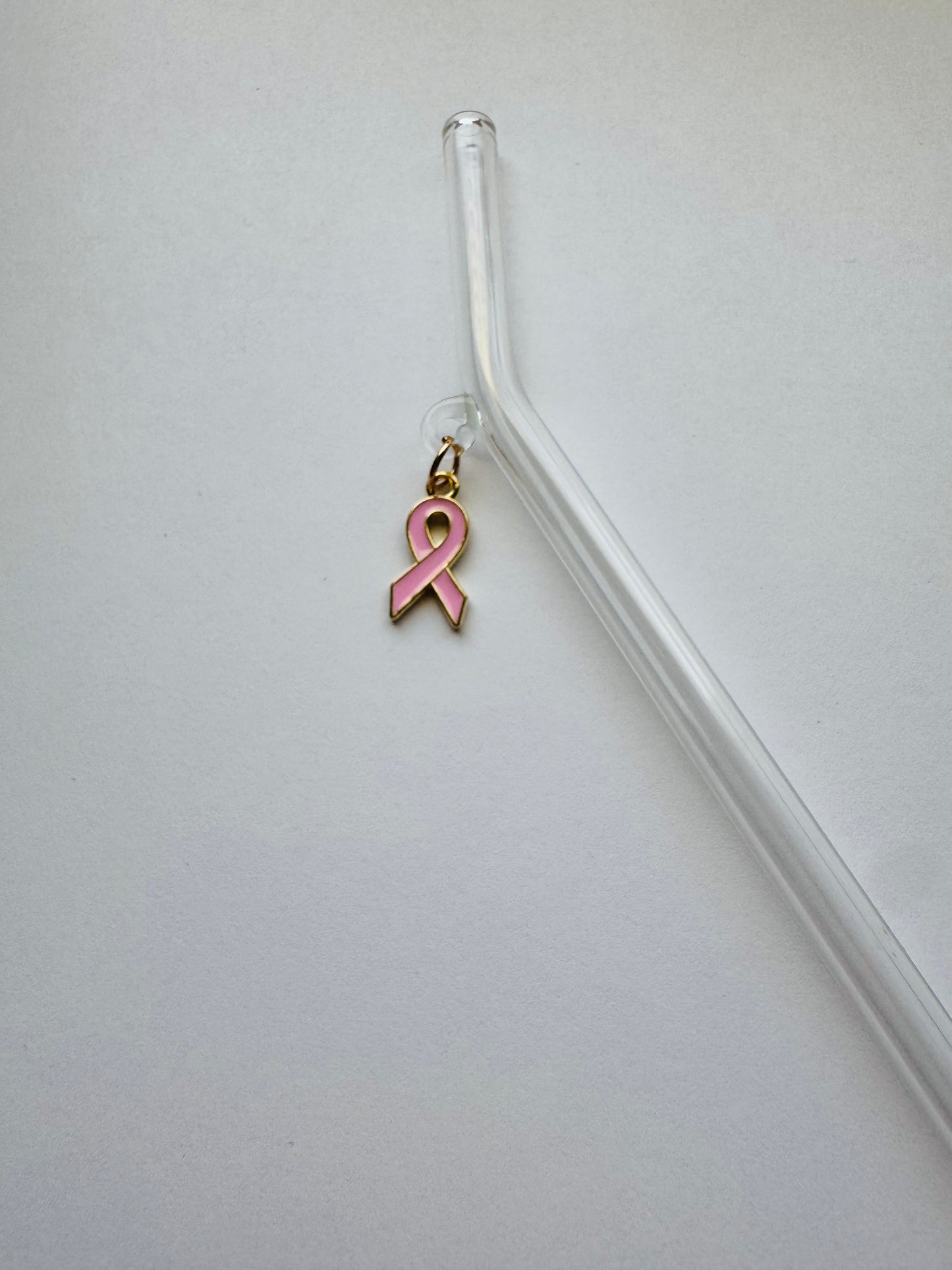 Pink ribbon straw charm