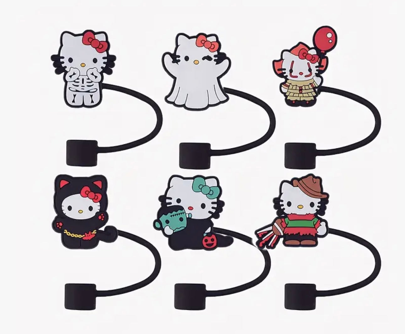 Kitty Halloween straw toppers