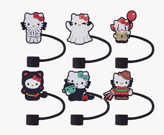 Kitty Halloween straw toppers