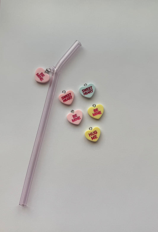 Conversation Hearts Straw Charm