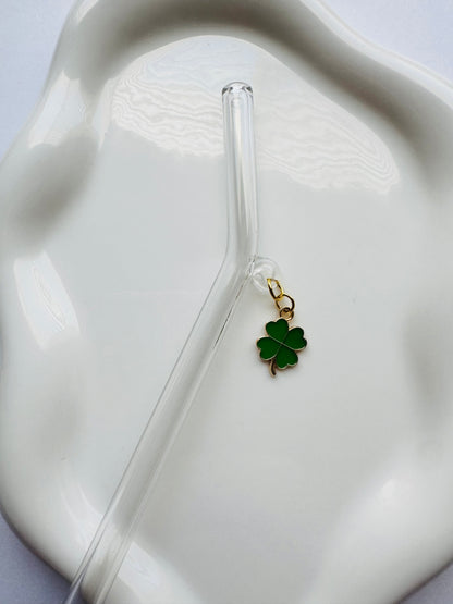 4 Leaf Clover straw charm
