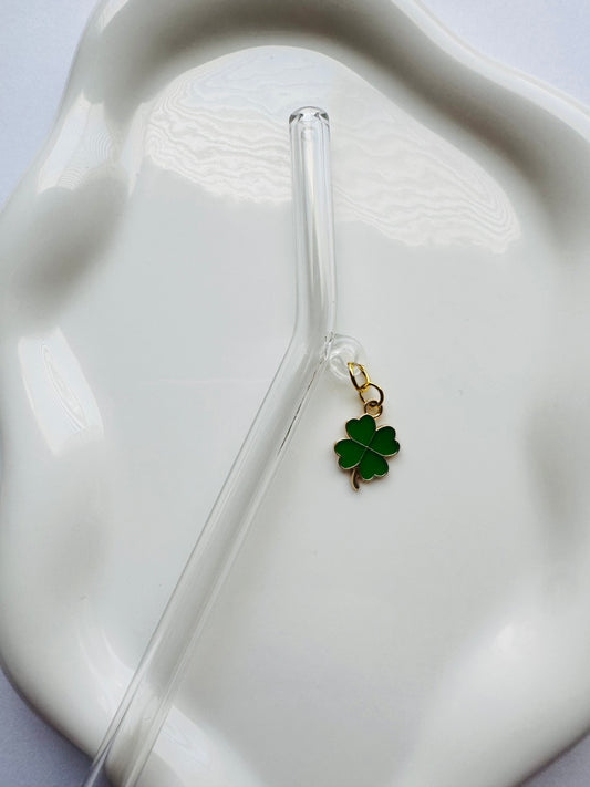 4 Leaf Clover straw charm