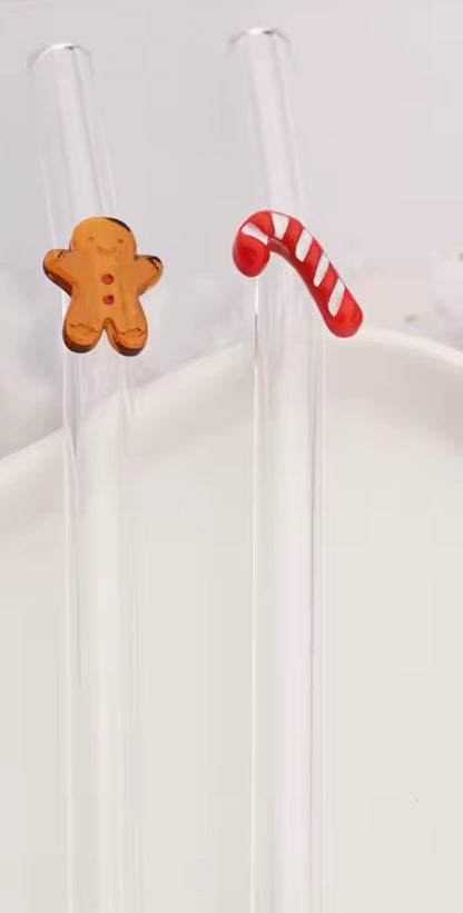 Straw Charm-Gingerbread Man/Candy Cane