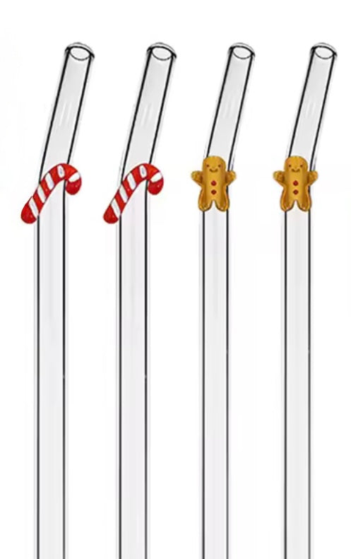 Straw Charm-Gingerbread Man/Candy Cane